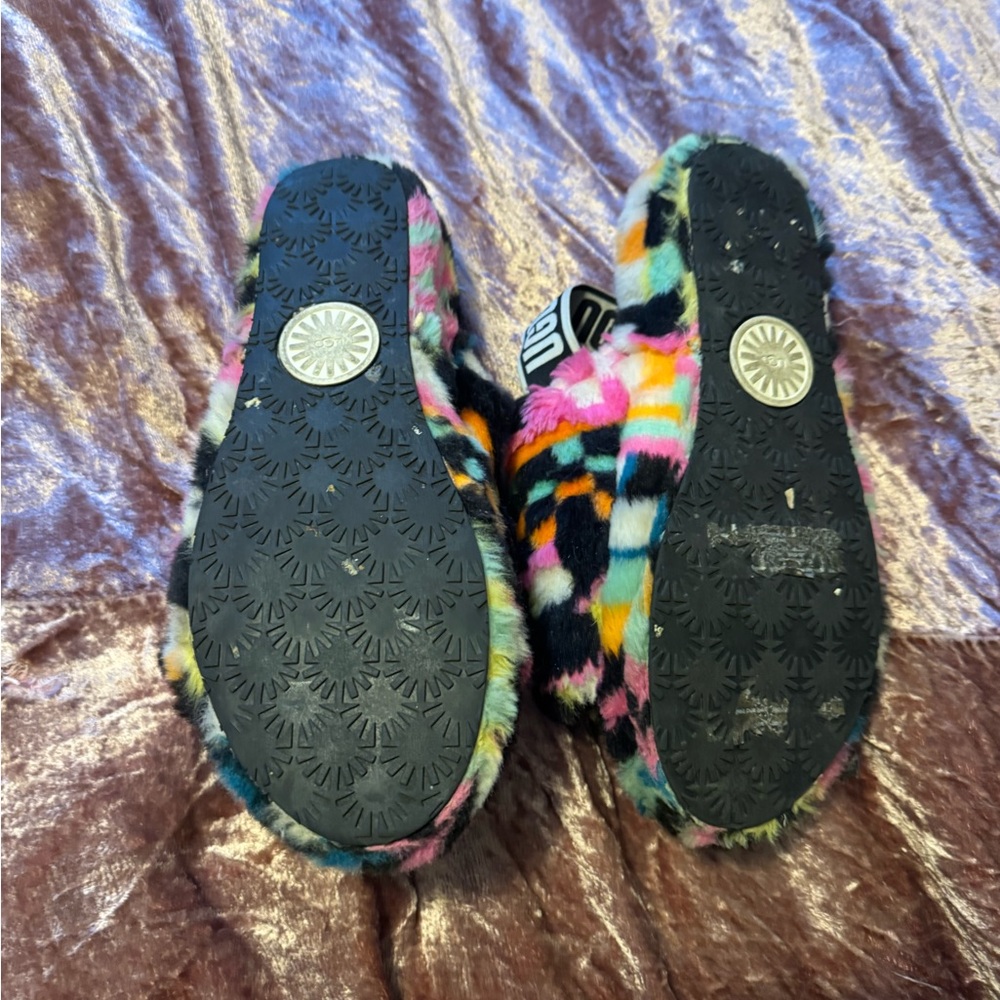 Ugg Fluff Yeah Slide Multicolor Shearling Size 9 - image 6